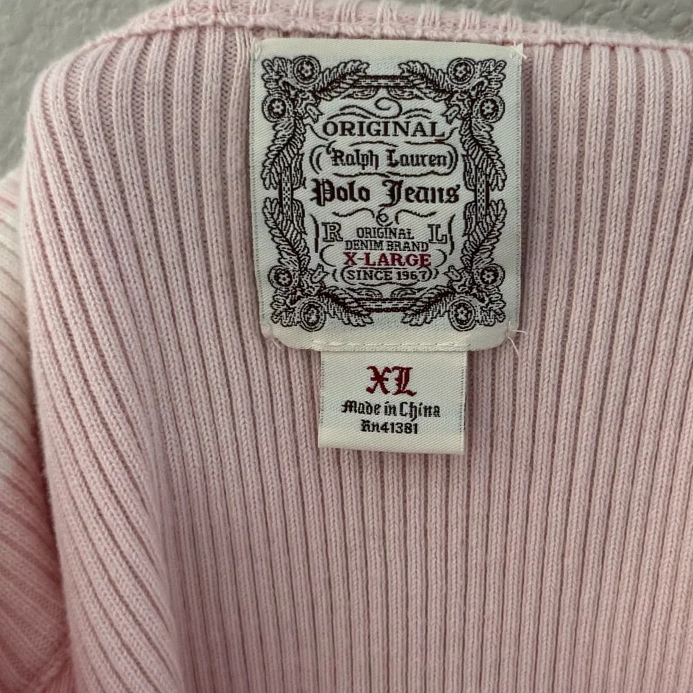 Vintage Ralph Lauren Polo Jeans Ribbed Mock Zip Sweater RL USA Flag Patch Y2K 90 - Picture 12 of 12